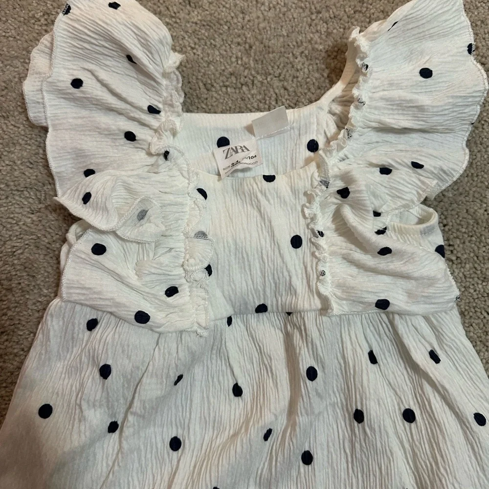 White Polka Dot Kids Dress - Picture 3 of 3